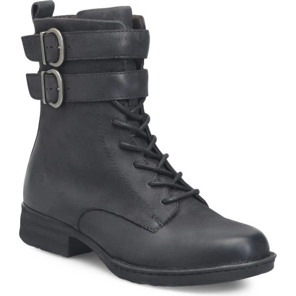 BØRN Women's Black Leather Camryn Lace-Up Boot Size 8 & 8.5